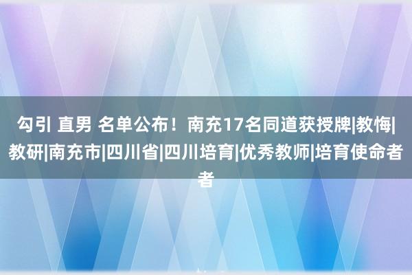 勾引 直男 名单公布！南充17名同道获授牌|教悔|教研|南充市|四川省|四川培育|优秀教师|培育使命者